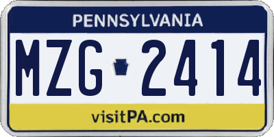 PA license plate MZG2414