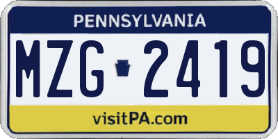 PA license plate MZG2419