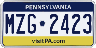 PA license plate MZG2423