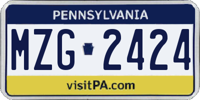 PA license plate MZG2424