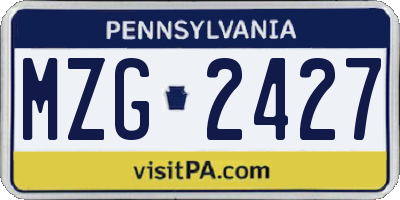 PA license plate MZG2427