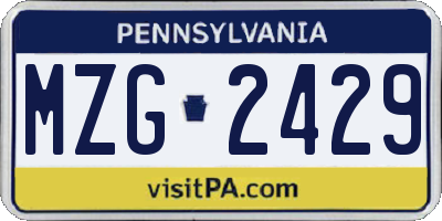PA license plate MZG2429