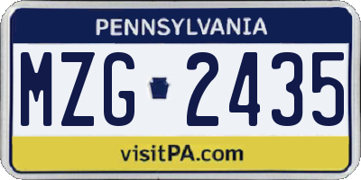 PA license plate MZG2435