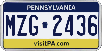 PA license plate MZG2436