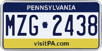 PA license plate MZG2438