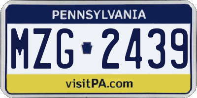 PA license plate MZG2439