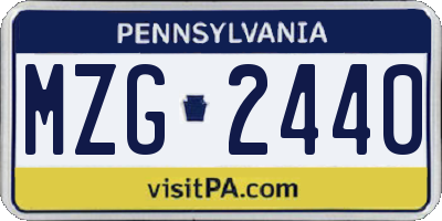 PA license plate MZG2440