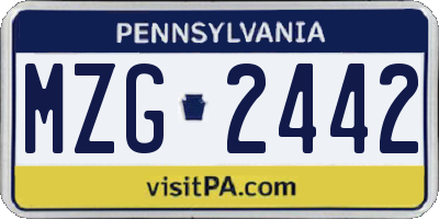 PA license plate MZG2442
