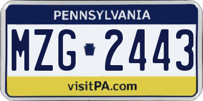 PA license plate MZG2443