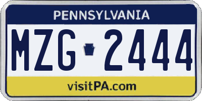 PA license plate MZG2444