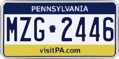 PA license plate MZG2446