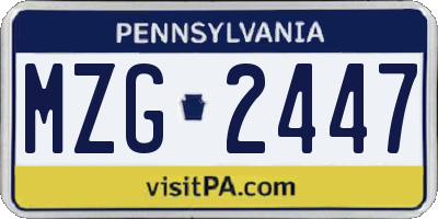 PA license plate MZG2447
