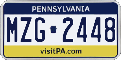 PA license plate MZG2448
