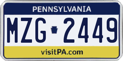 PA license plate MZG2449
