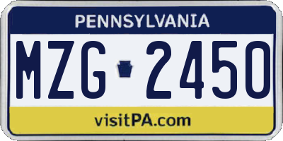 PA license plate MZG2450