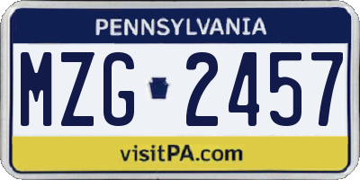 PA license plate MZG2457