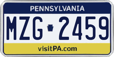 PA license plate MZG2459