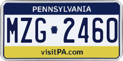PA license plate MZG2460