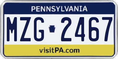 PA license plate MZG2467