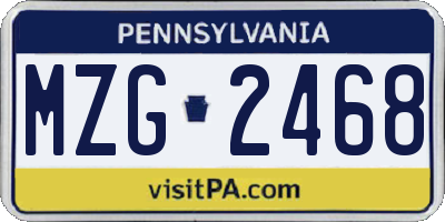 PA license plate MZG2468