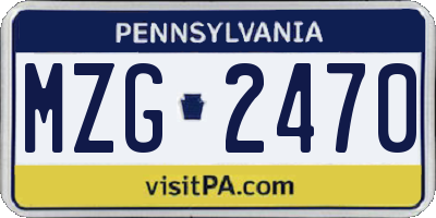 PA license plate MZG2470