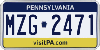 PA license plate MZG2471