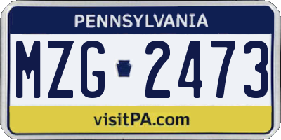 PA license plate MZG2473