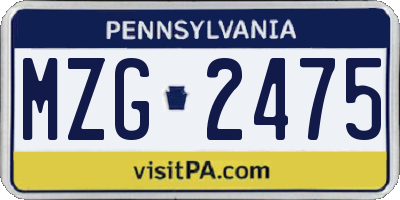 PA license plate MZG2475