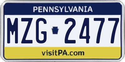 PA license plate MZG2477