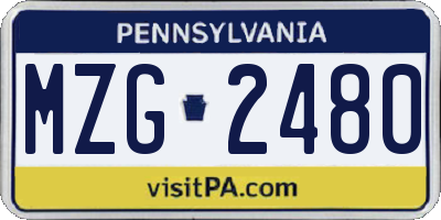 PA license plate MZG2480