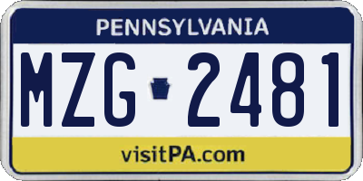 PA license plate MZG2481