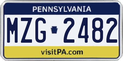 PA license plate MZG2482