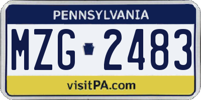 PA license plate MZG2483