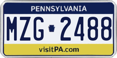PA license plate MZG2488