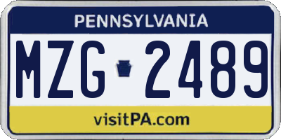 PA license plate MZG2489