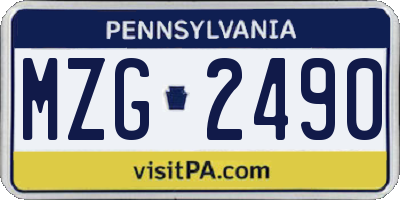 PA license plate MZG2490