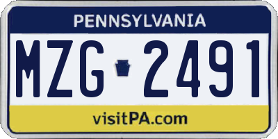 PA license plate MZG2491