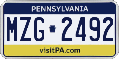 PA license plate MZG2492
