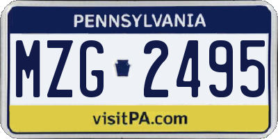 PA license plate MZG2495