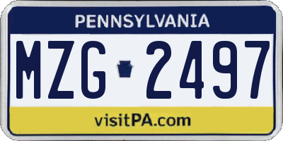 PA license plate MZG2497
