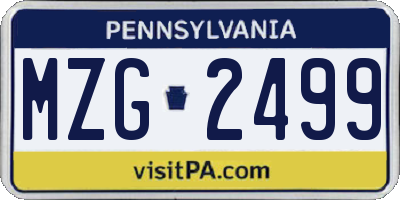PA license plate MZG2499