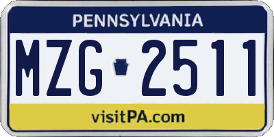 PA license plate MZG2511