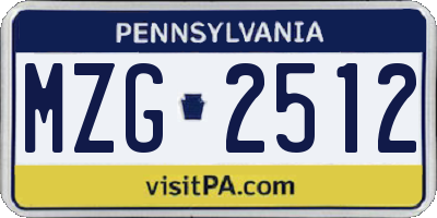 PA license plate MZG2512