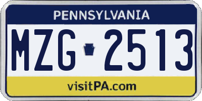 PA license plate MZG2513