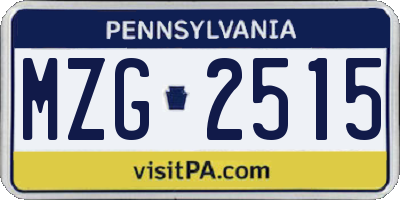 PA license plate MZG2515