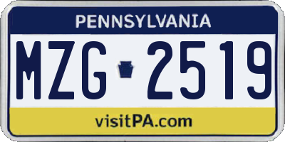 PA license plate MZG2519
