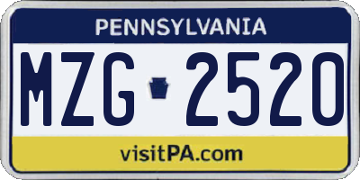 PA license plate MZG2520
