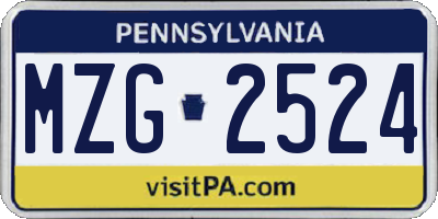 PA license plate MZG2524