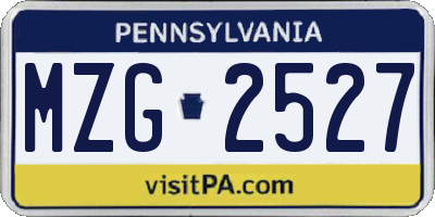 PA license plate MZG2527