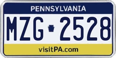 PA license plate MZG2528
